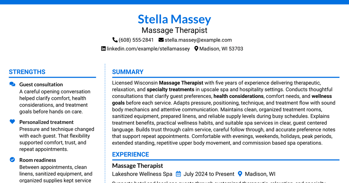 7 Massage Therapist Resume Templates with Example