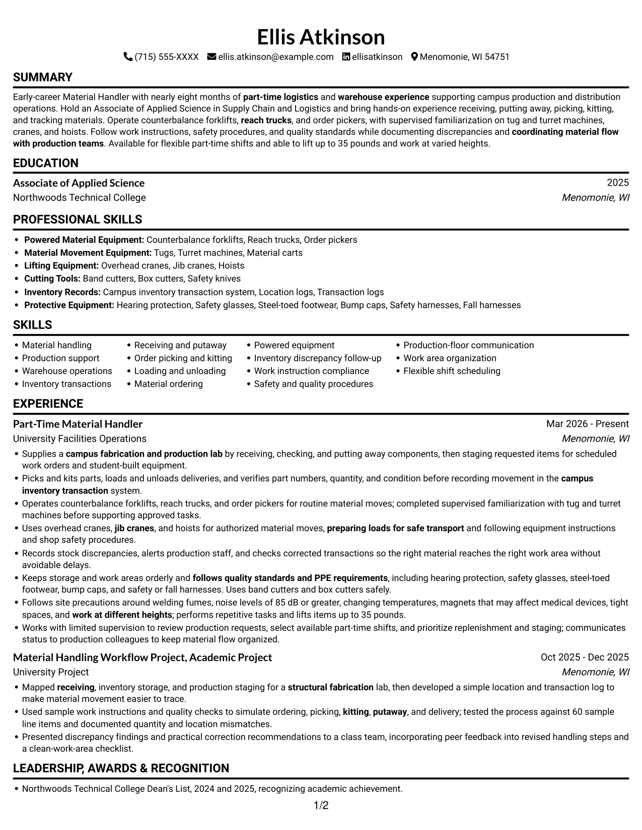Resume example — page 1