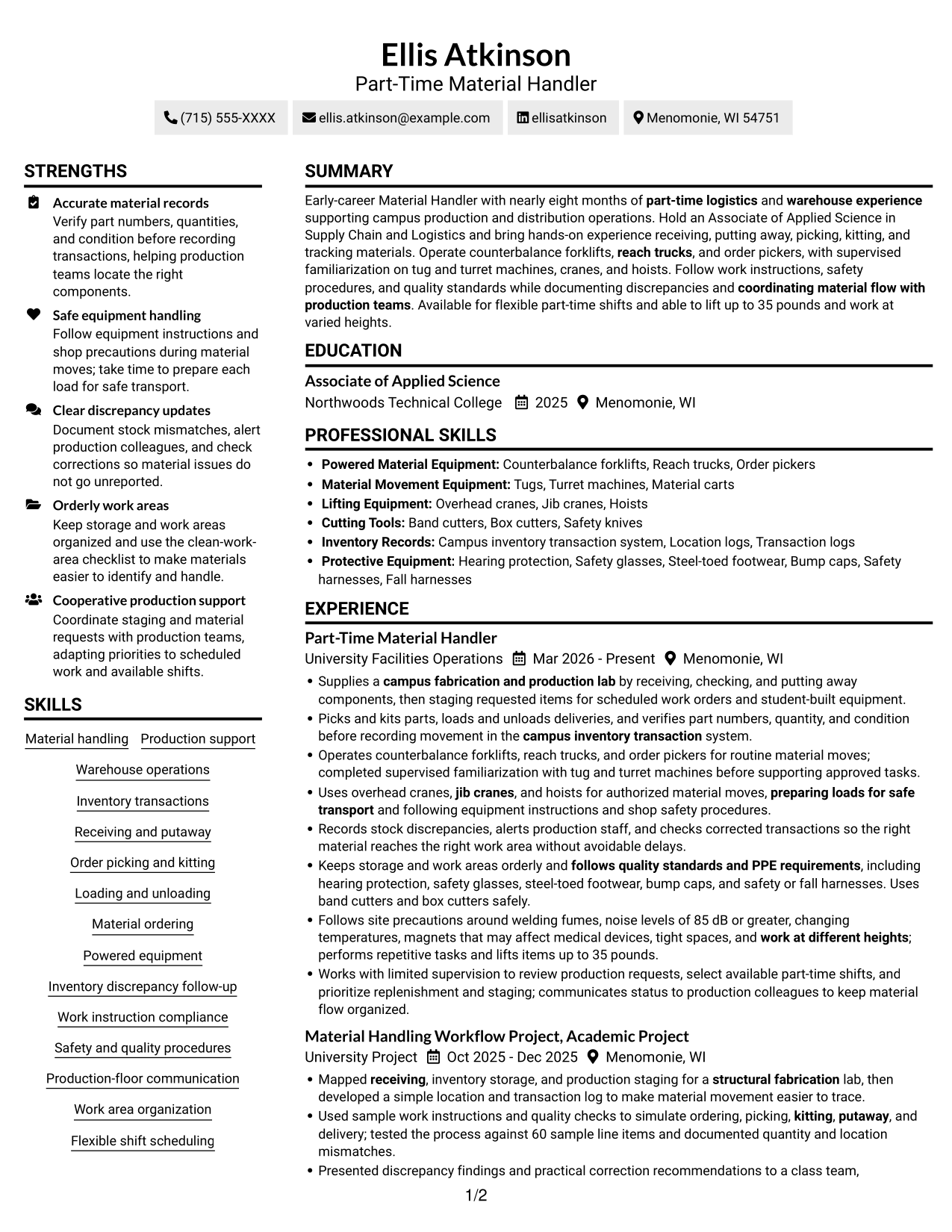 Resume example — page 1
