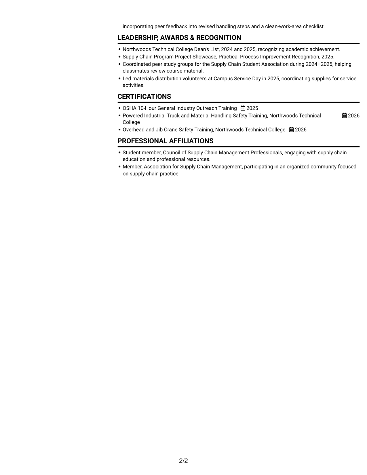 Resume example — page 2