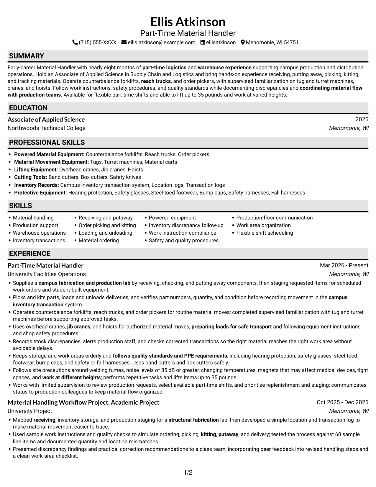 Resume example — page 1