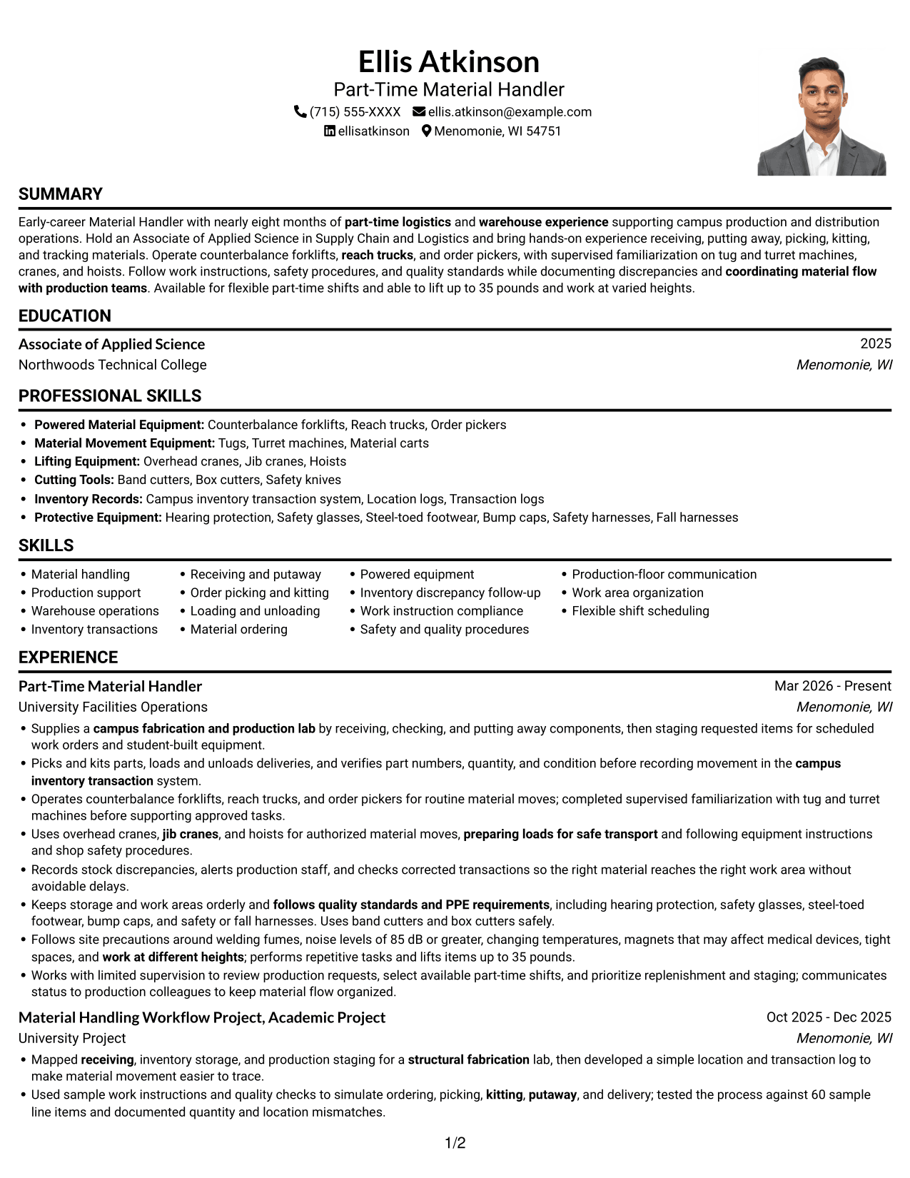 Resume example — page 1