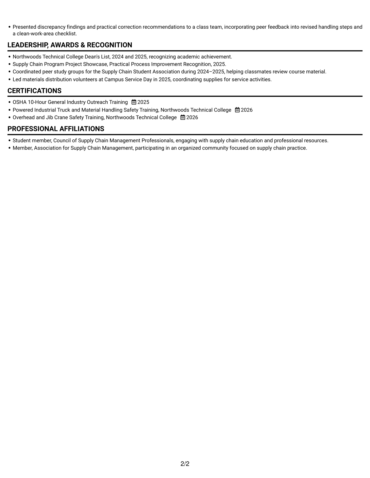 Resume example — page 2