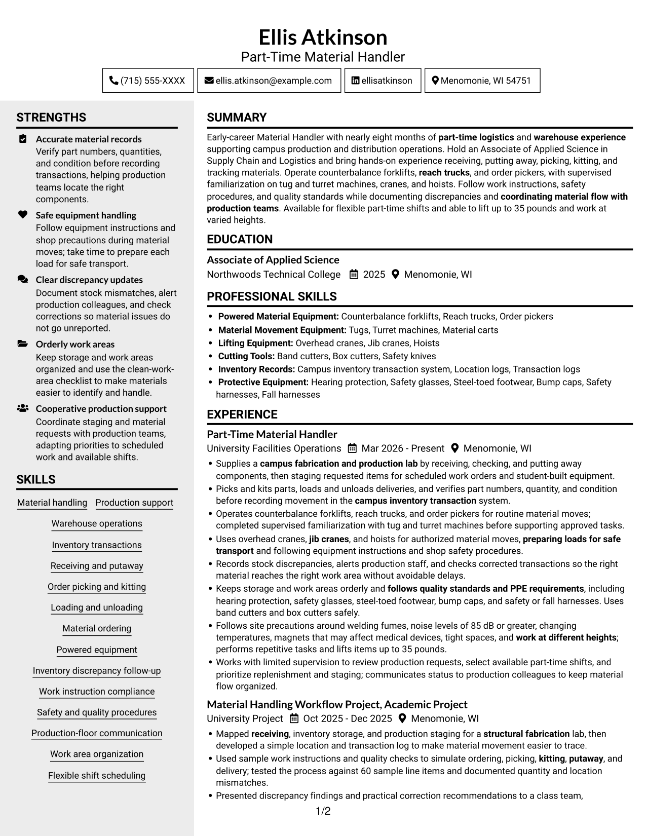 Resume example — page 1