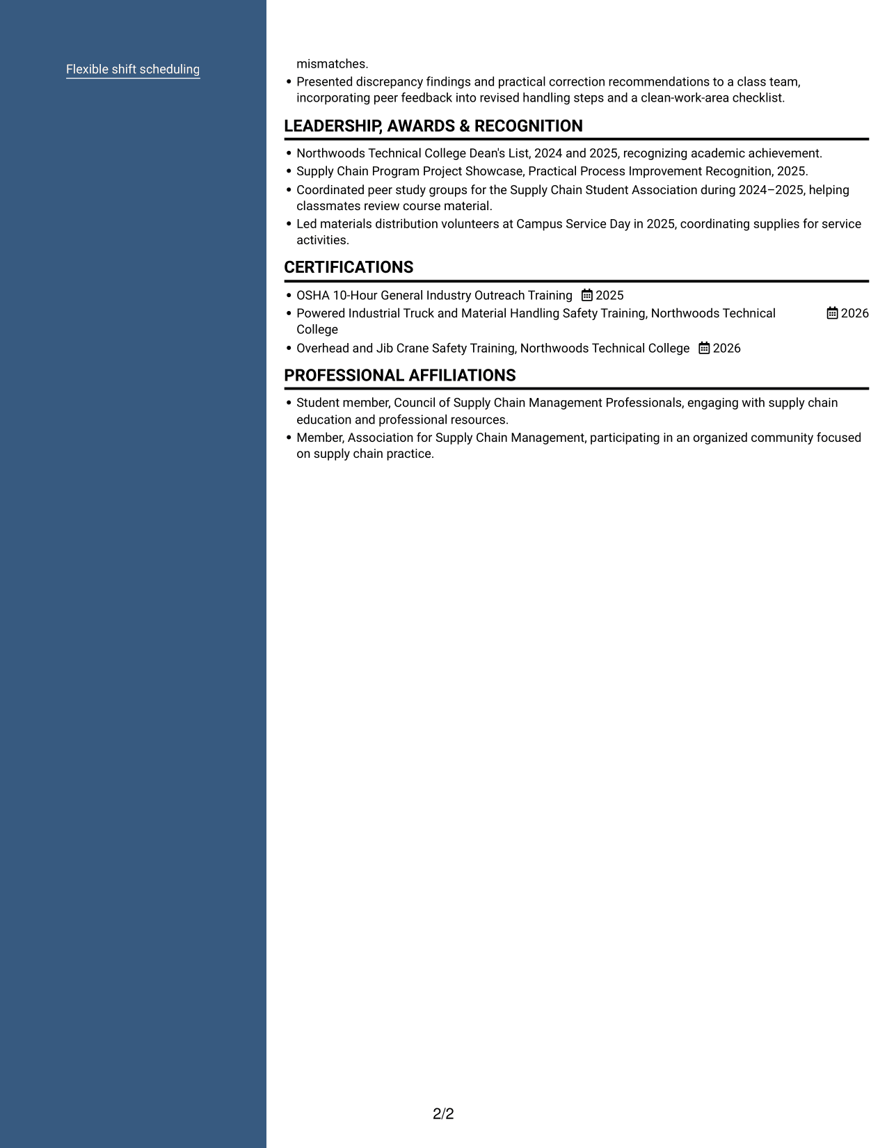 Resume example — page 2
