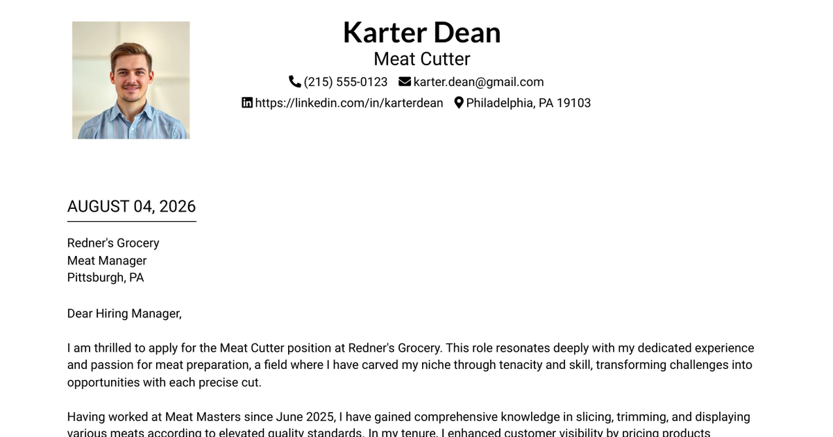 30+ Meat Cutter Cover Letter Templates with Example 2026