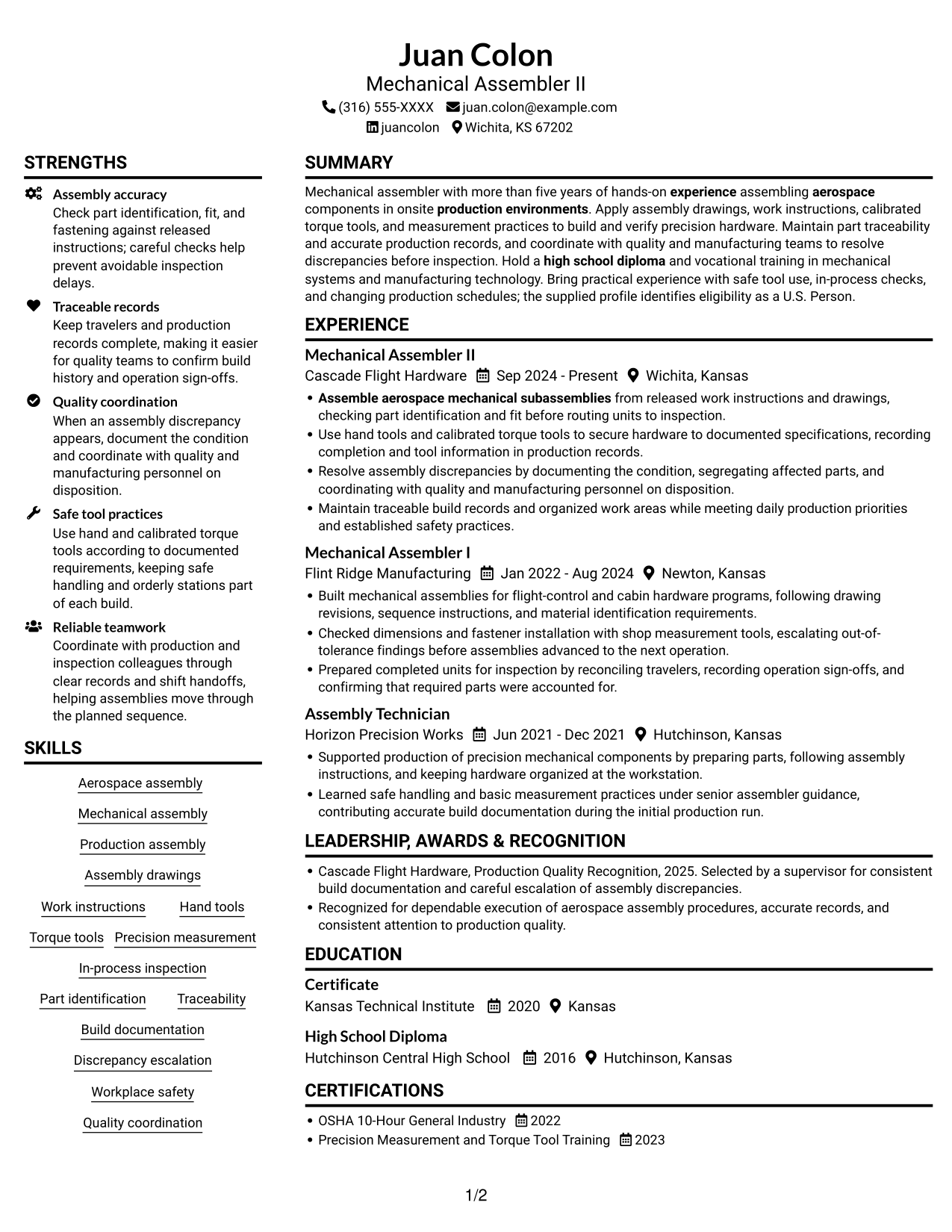 Resume example — page 1