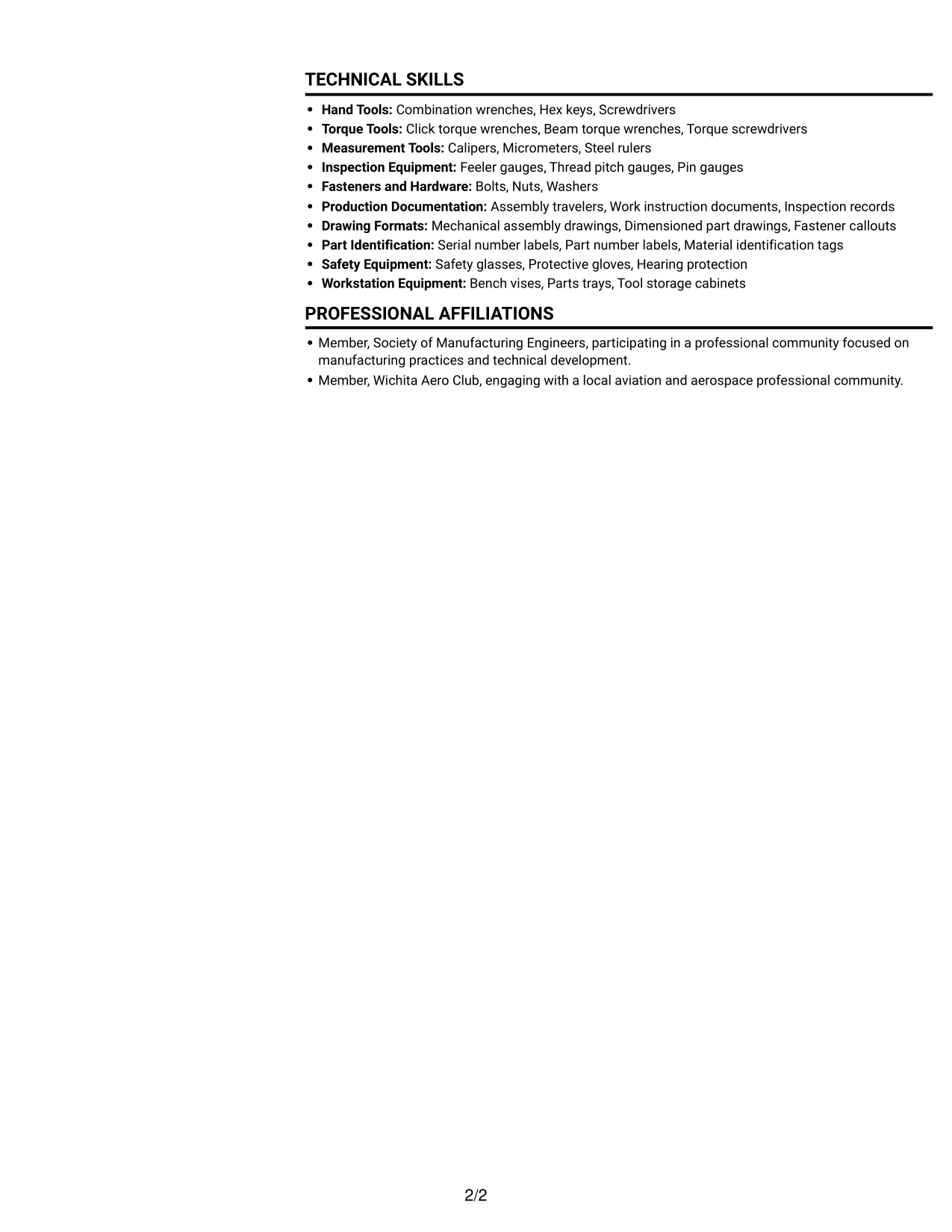 Resume example — page 2