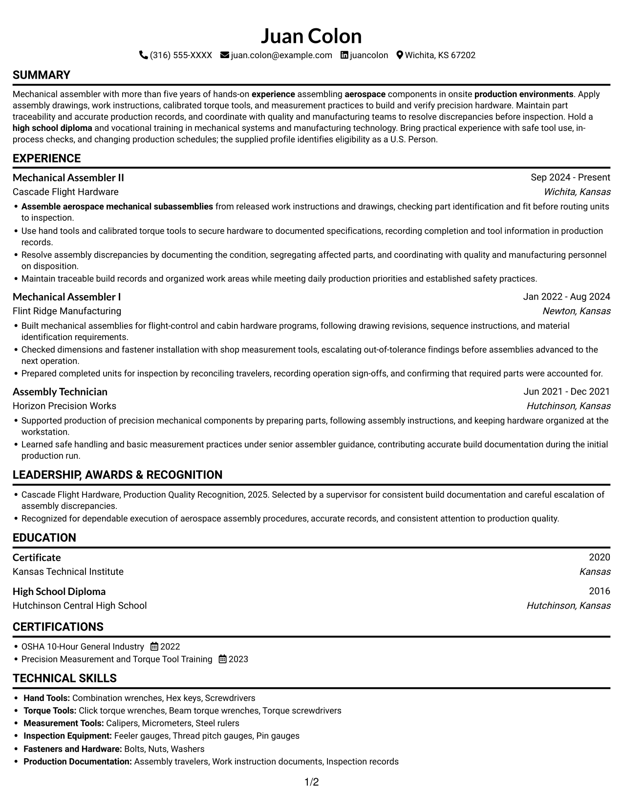 Resume example — page 1