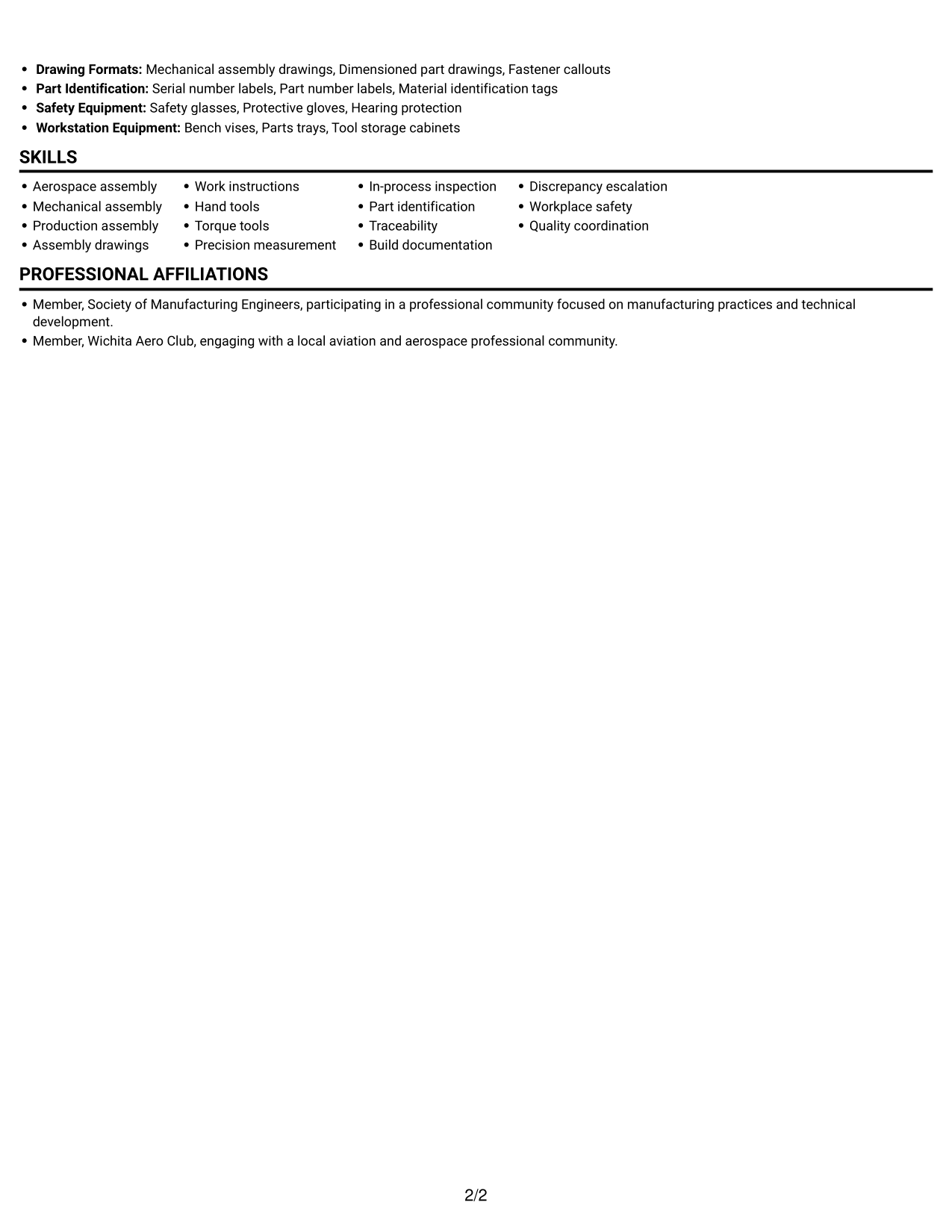 Resume example — page 2