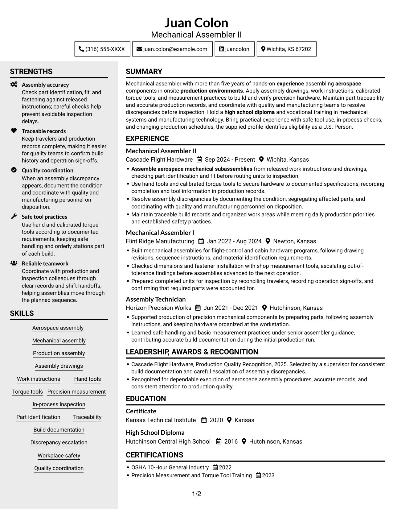 Resume example — page 1