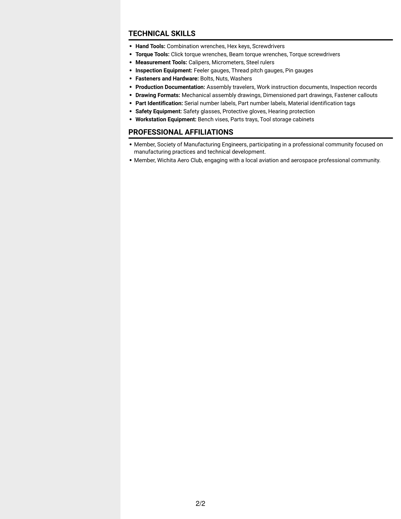 Resume example — page 2