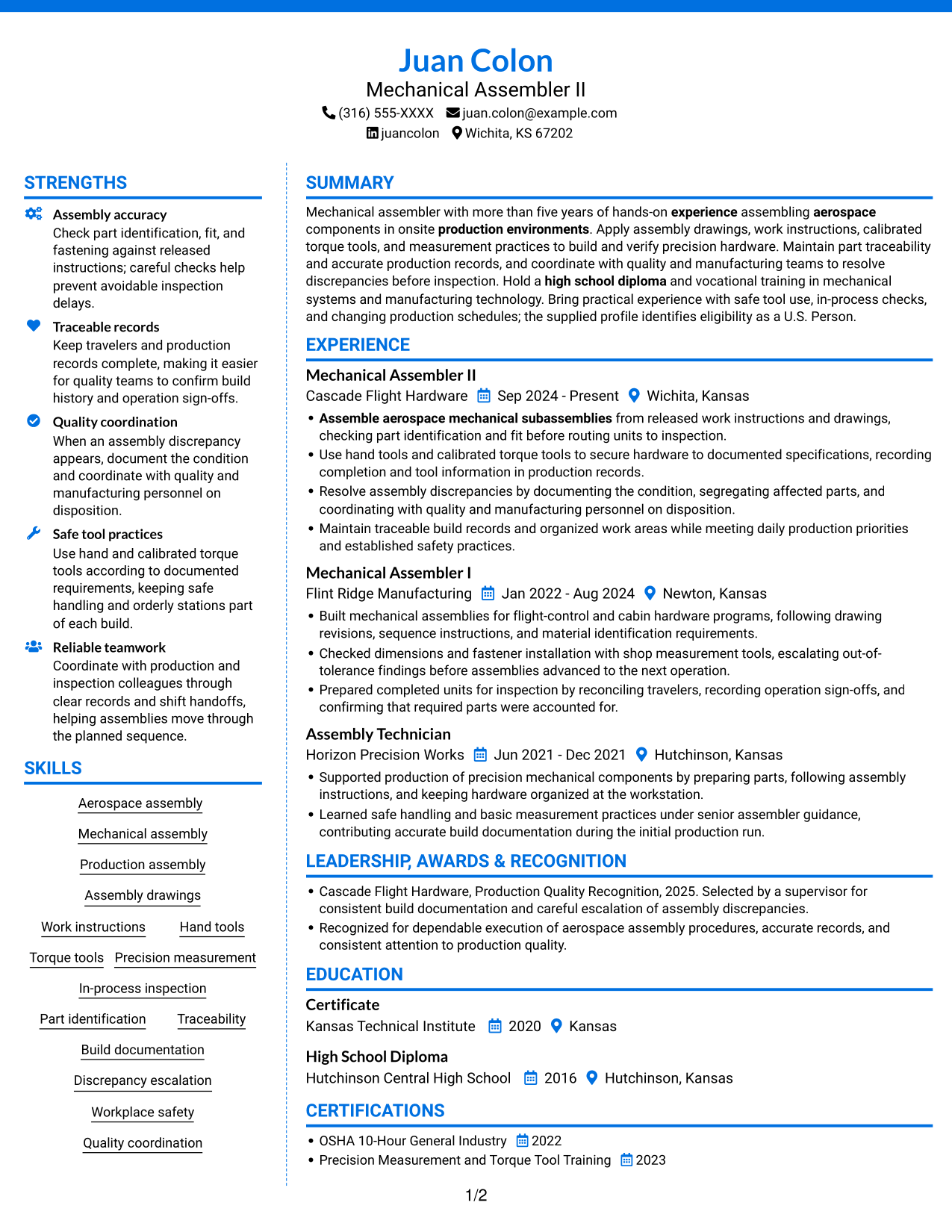 Resume example — page 1