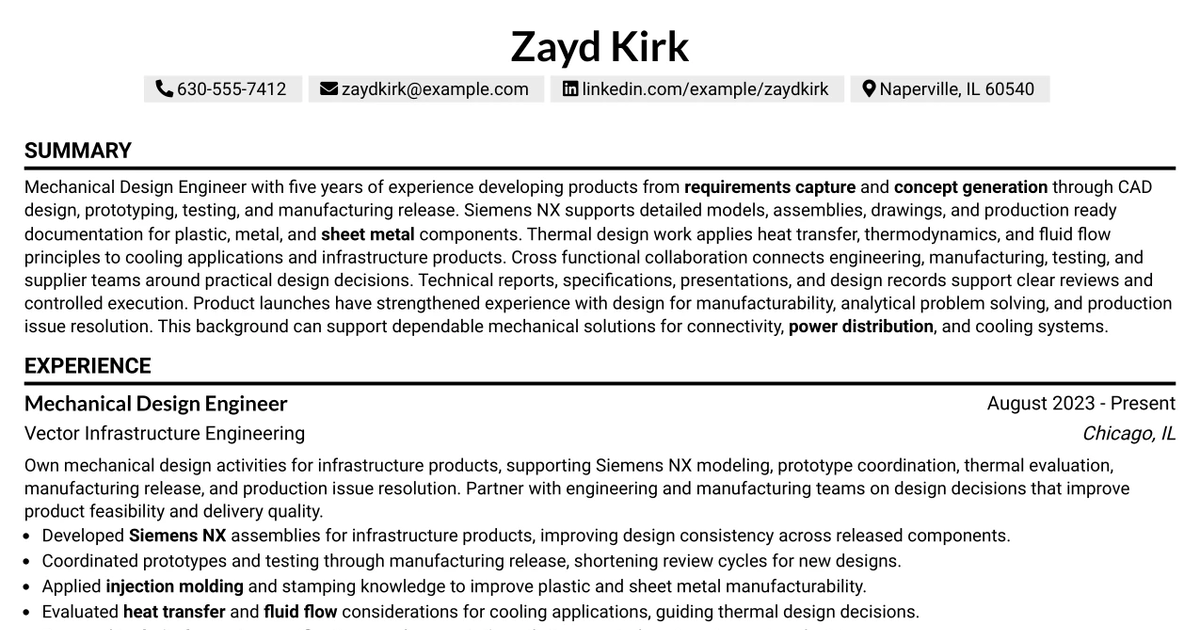 33 Mechanical Design Engineer - Data Center Infrastructure Resume Templates with Example 2026 (ATS-Optimized)