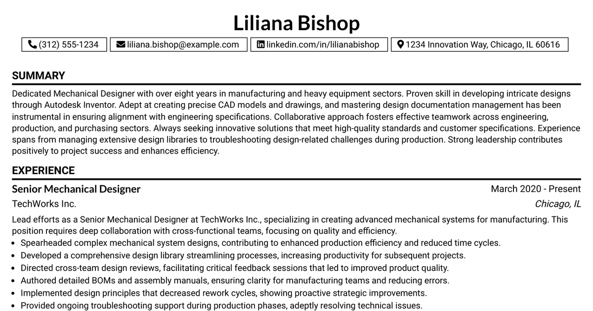 33 Mechanical Designer Resume Templates with Example 2026 (ATS-Optimized)