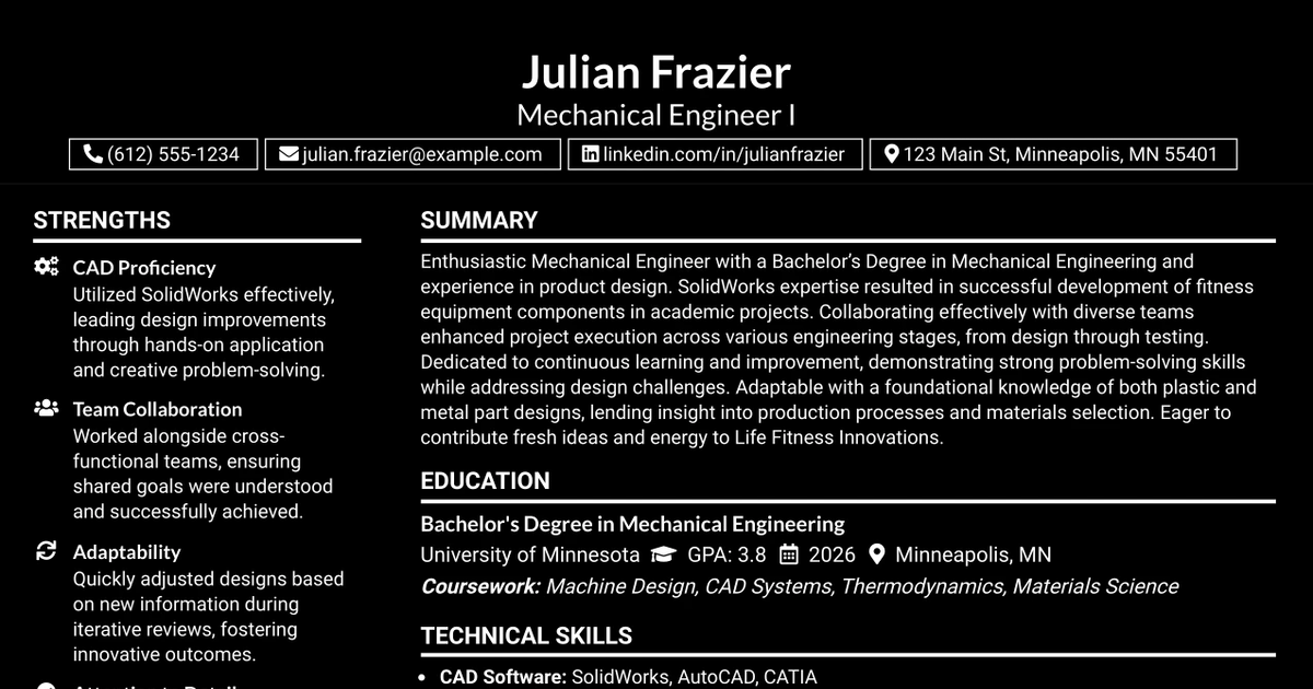 33 Mechanical Engineer I Resume Templates with Example 2026 (ATS-Optimized)