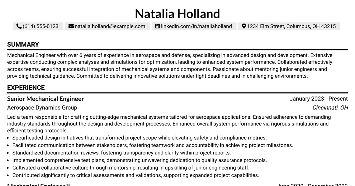 33 Mechanical Engineer III Resume Templates with Example 2026 (ATS-Optimized)