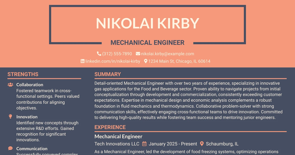 33 Mechanical Engineer Resume Templates with Example 2026 (ATS-Optimized)