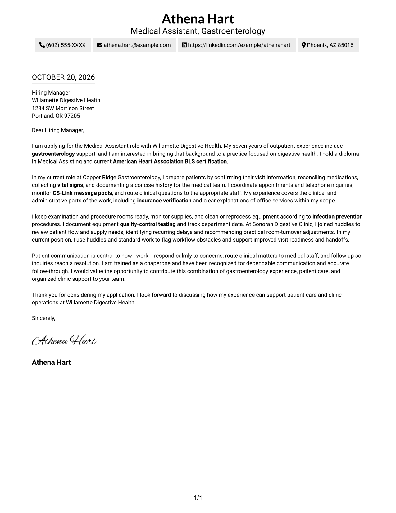 Cover letter example — page 1