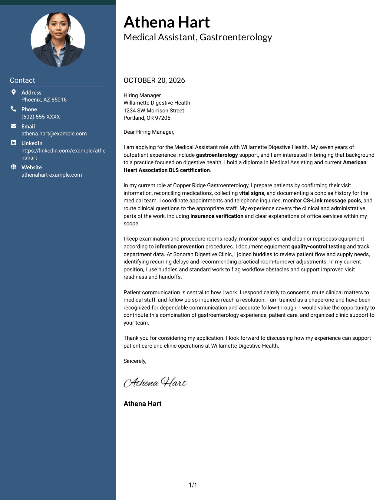 Cover letter example — page 1