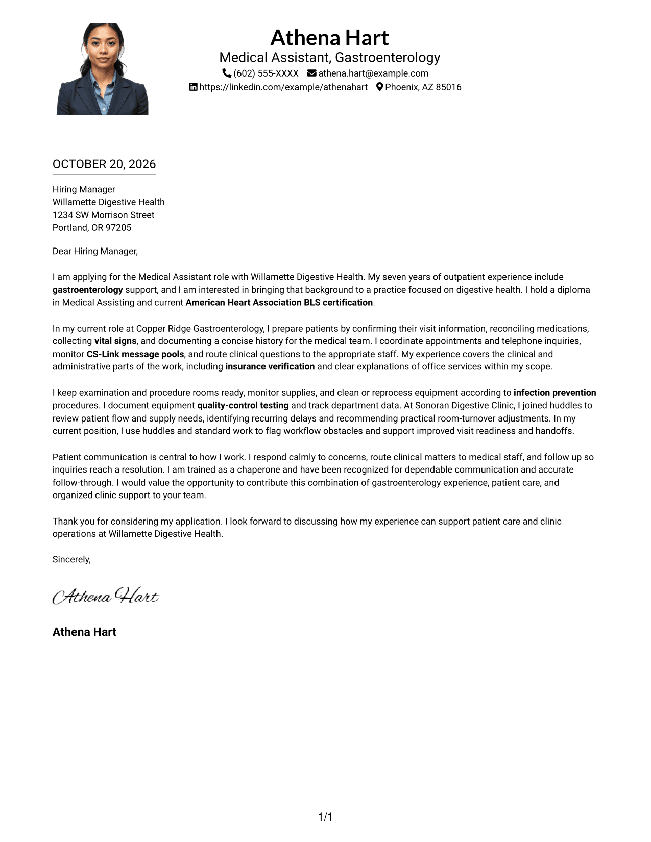 Cover letter example — page 1