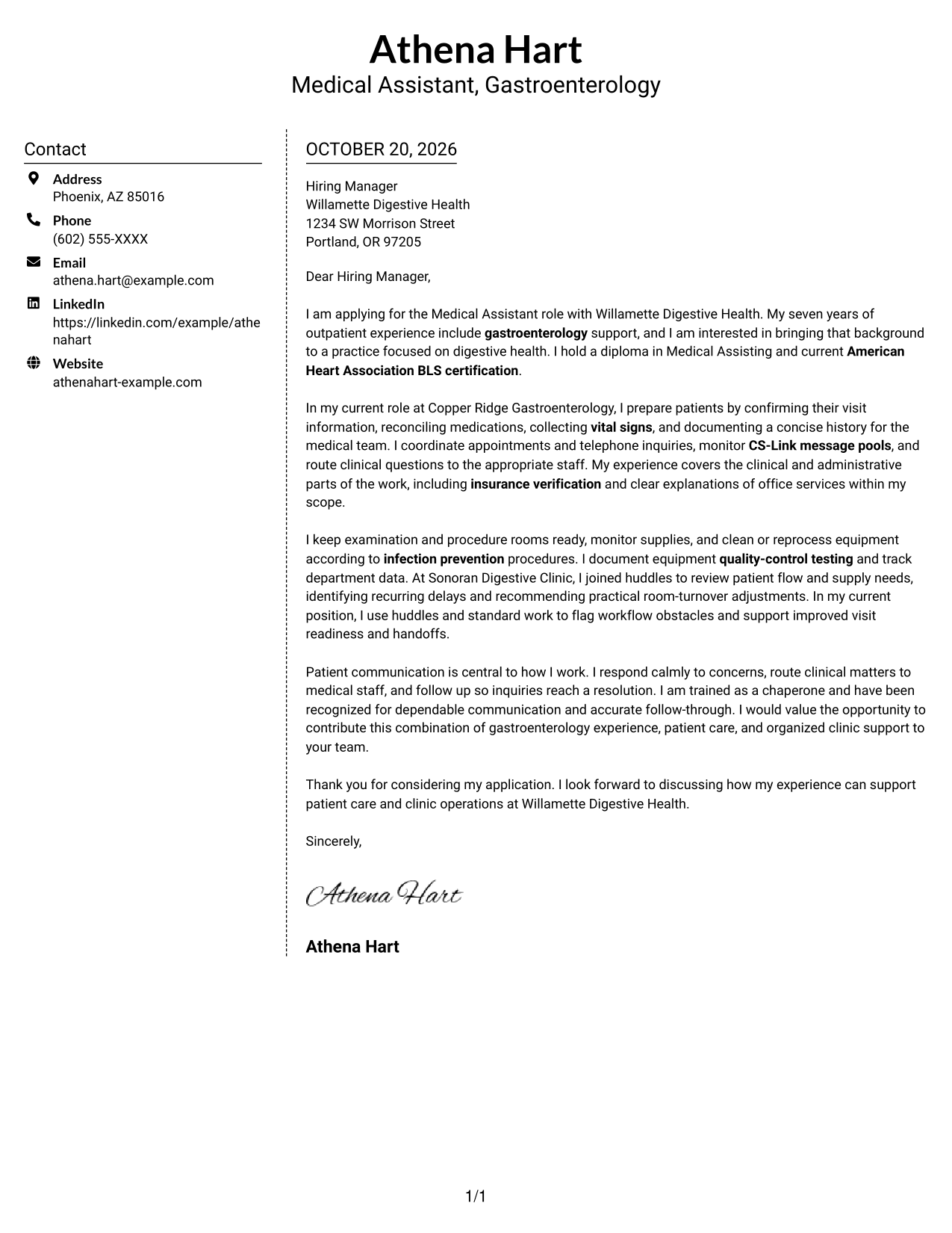 Cover letter example — page 1