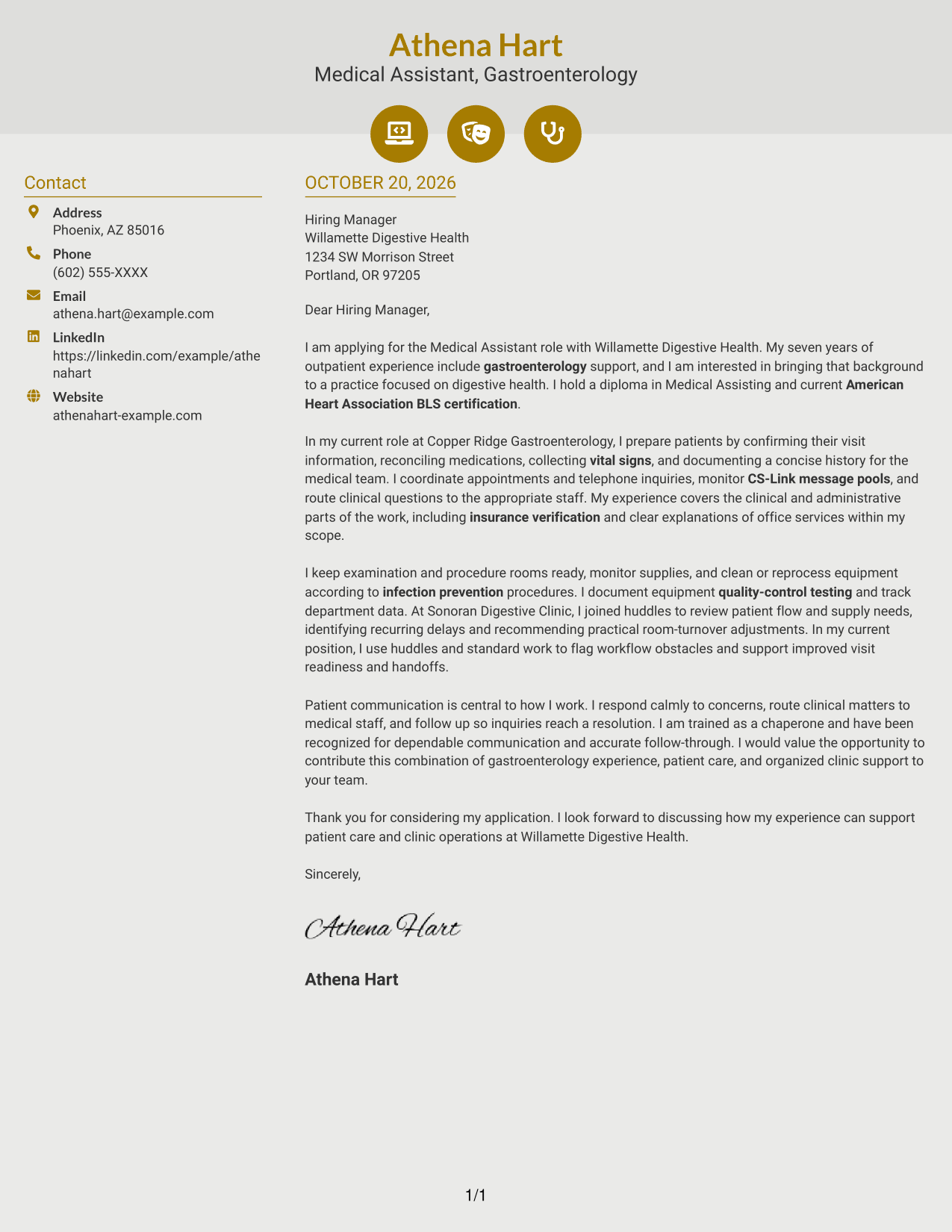 Cover letter example — page 1