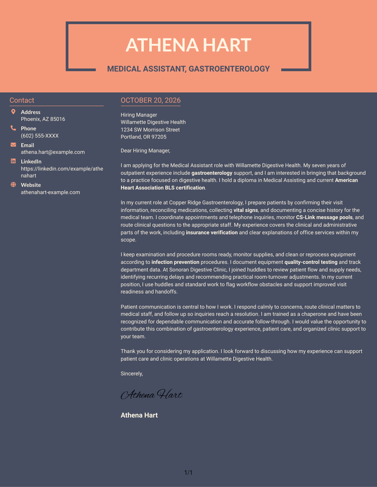 Cover letter example — page 1