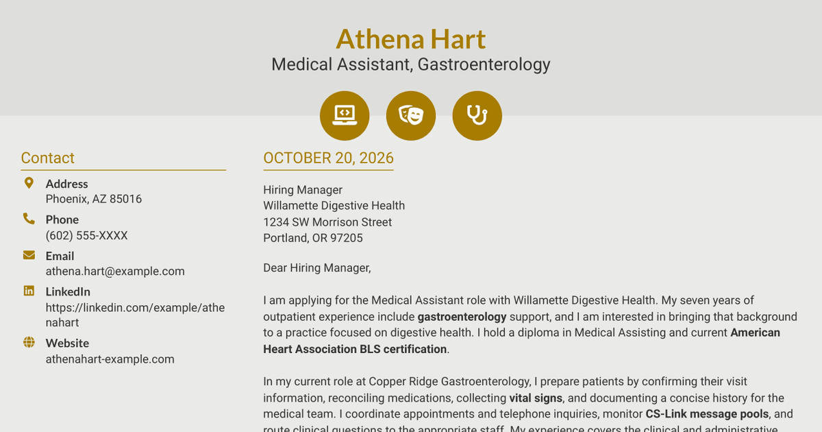 7 Medical Assistant - GI Cover Letter Templates with Example