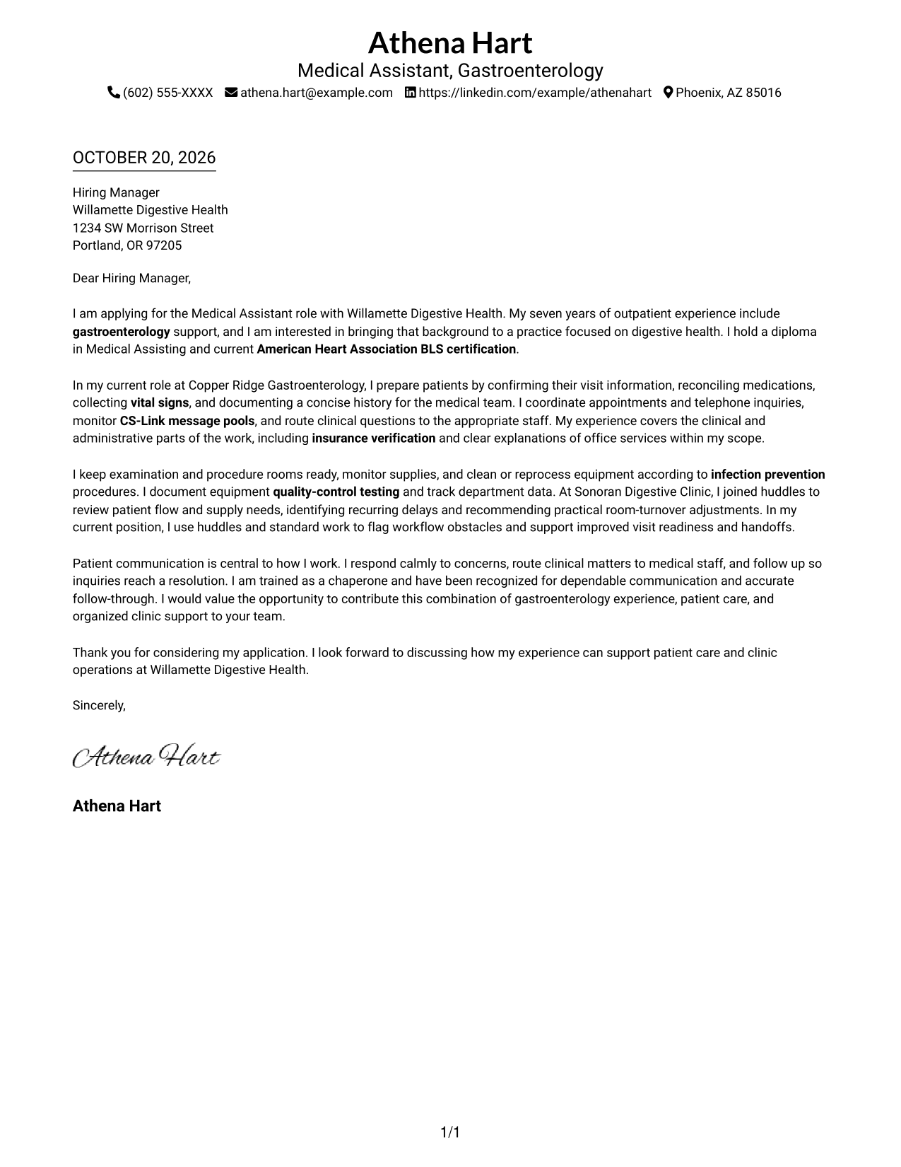 Cover letter example — page 1