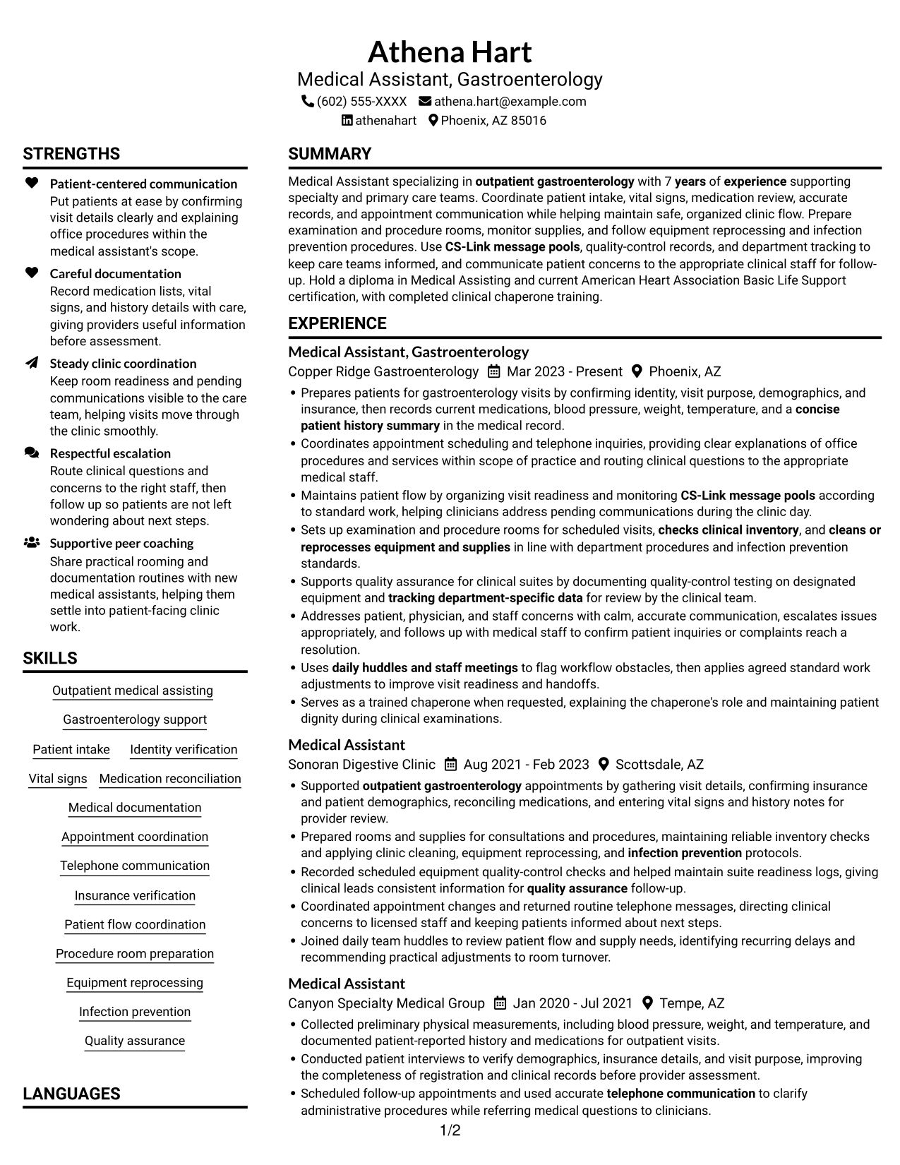 Resume example — page 1