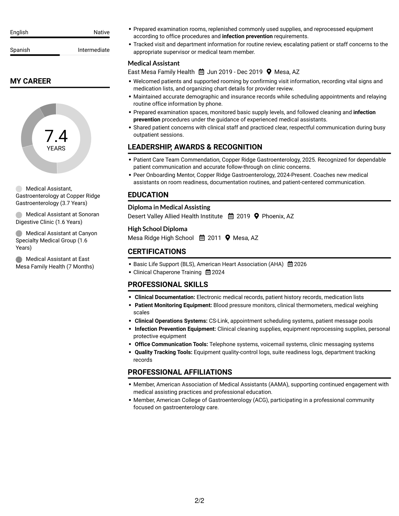 Resume example — page 2
