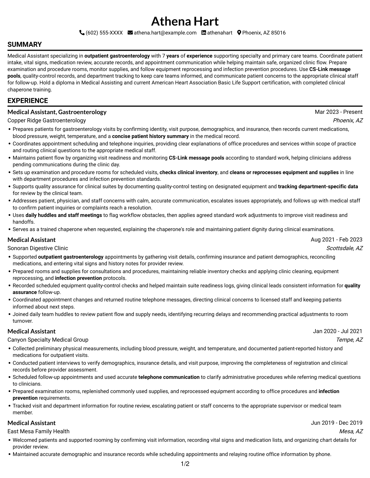 Resume example — page 1