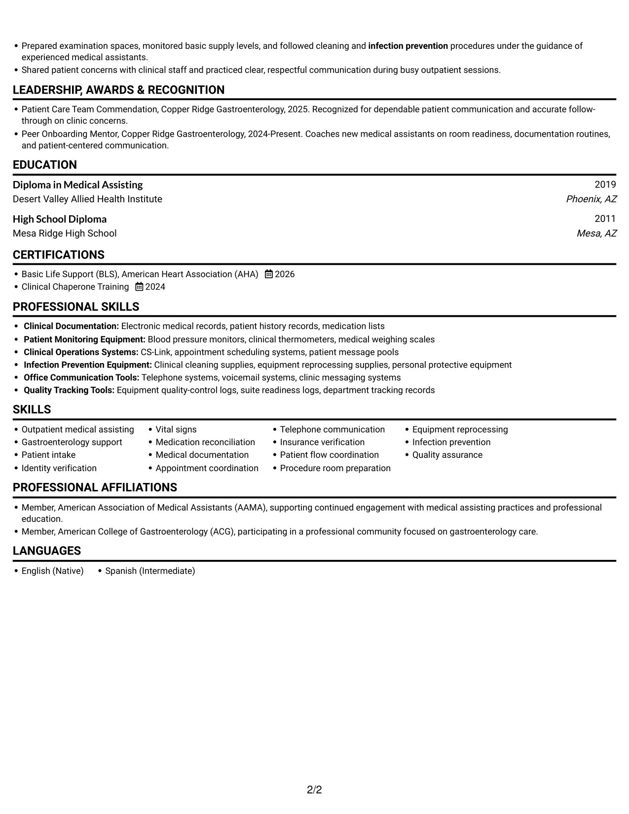 Resume example — page 2