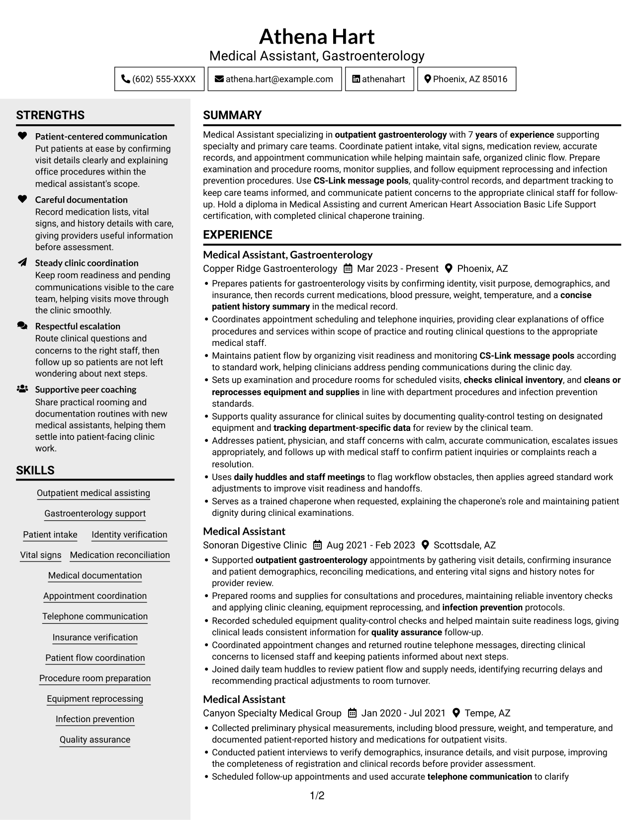 Resume example — page 1