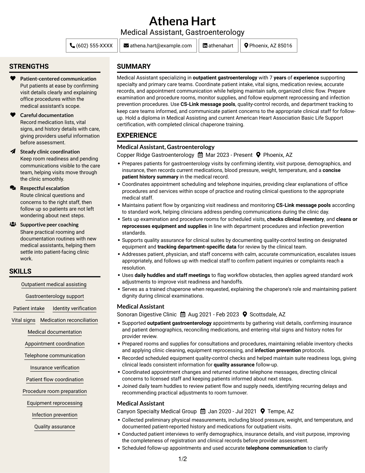 Resume example — page 1