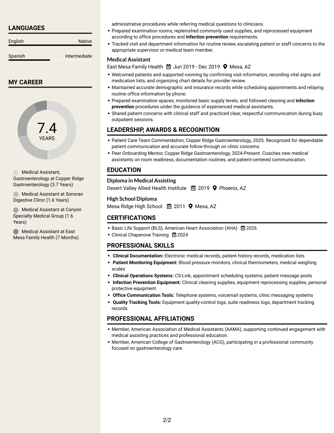 Resume example — page 2