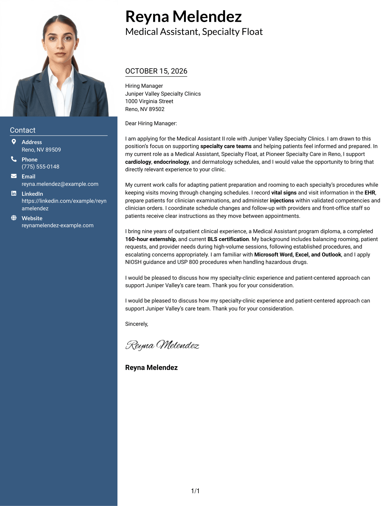 Cover letter example — page 1