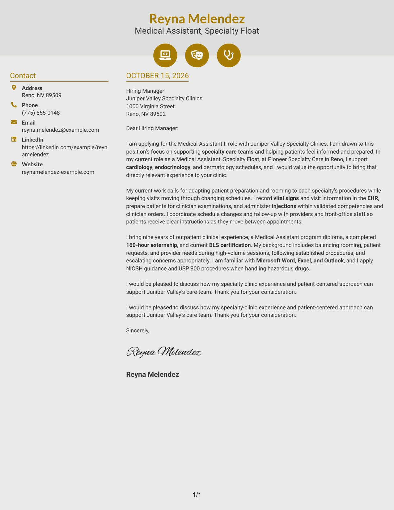 Cover letter example — page 1