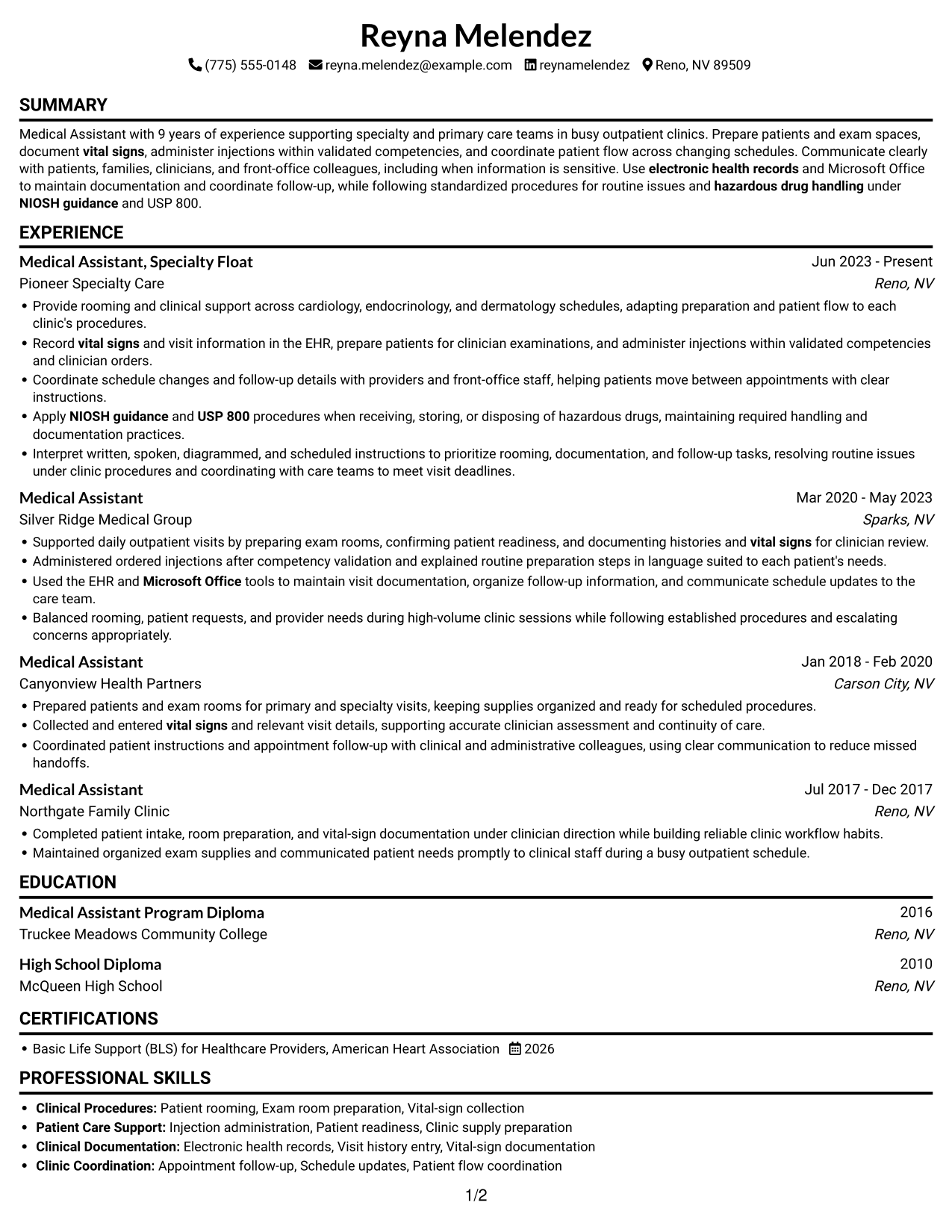 Resume example — page 1
