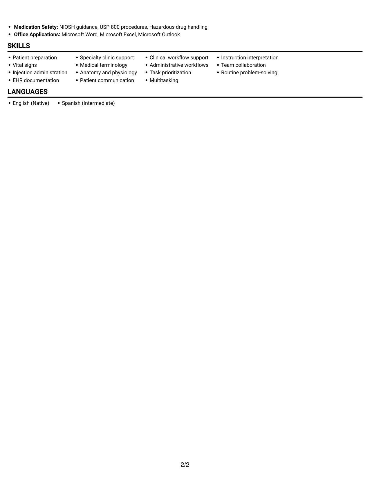 Resume example — page 2