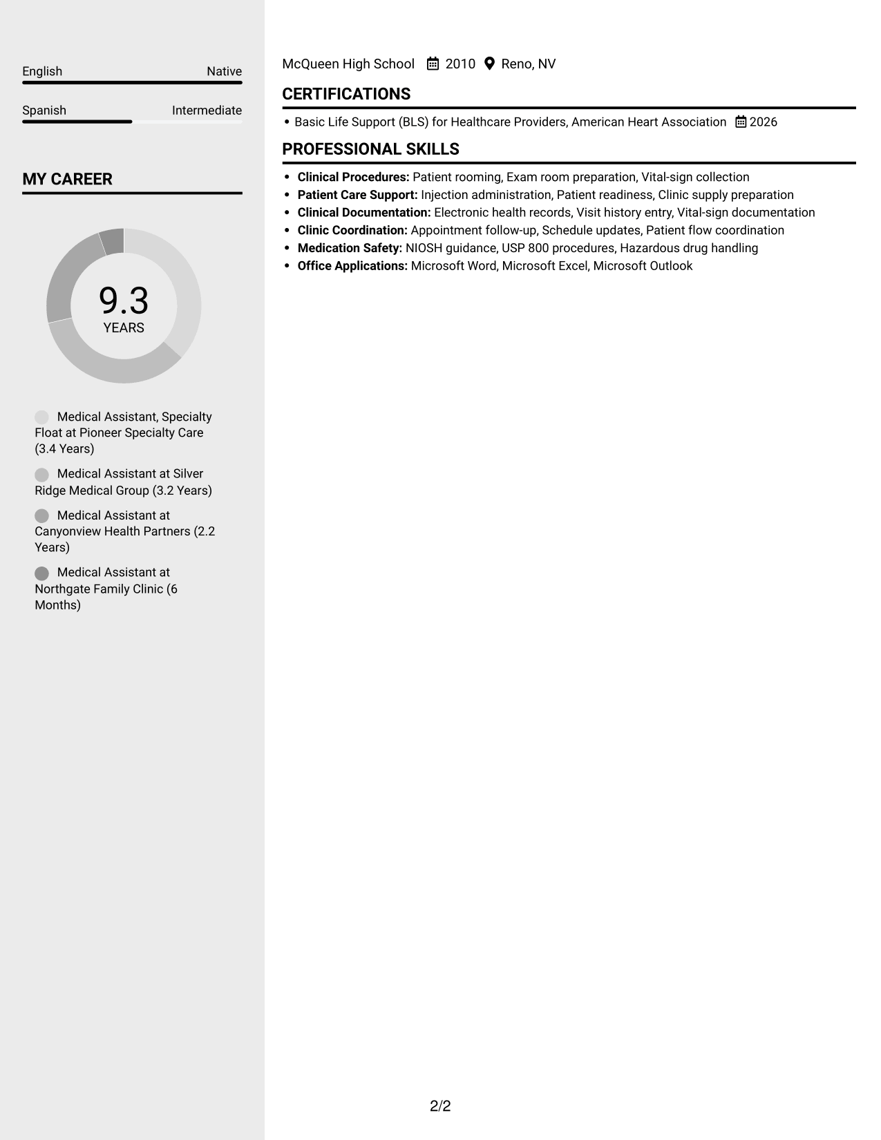 Resume example — page 2