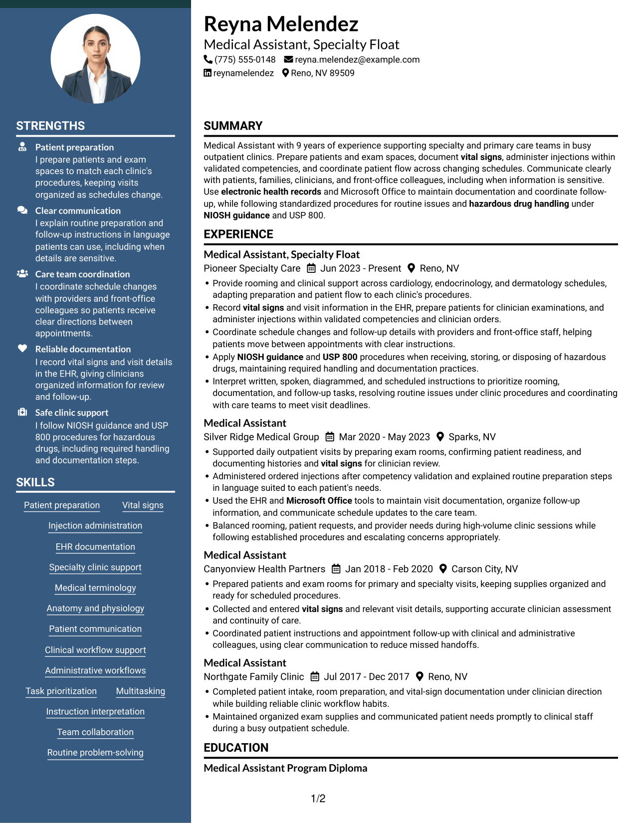 Resume example — page 1
