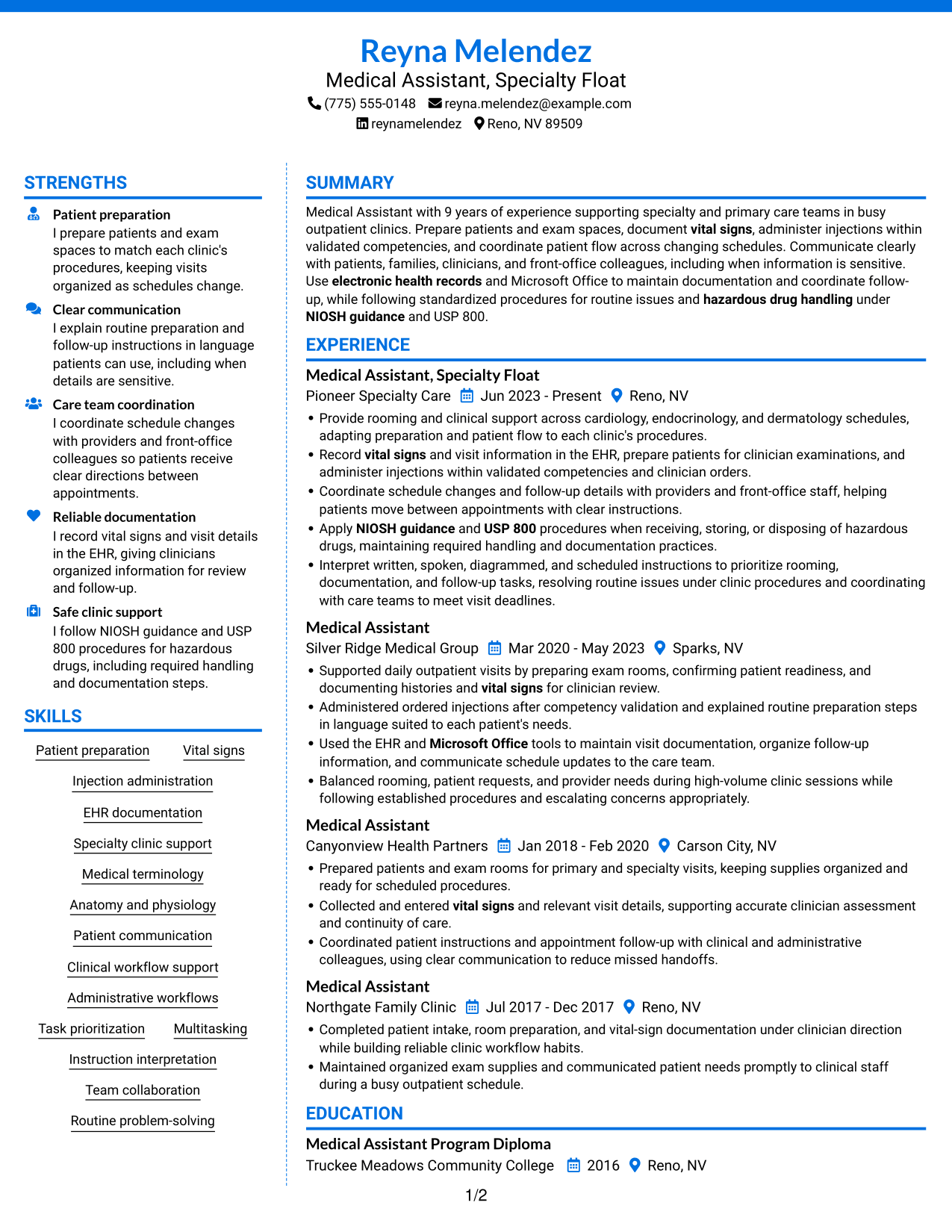 Resume example — page 1