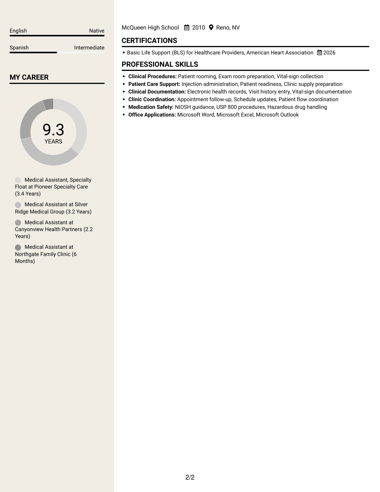 Resume example — page 2