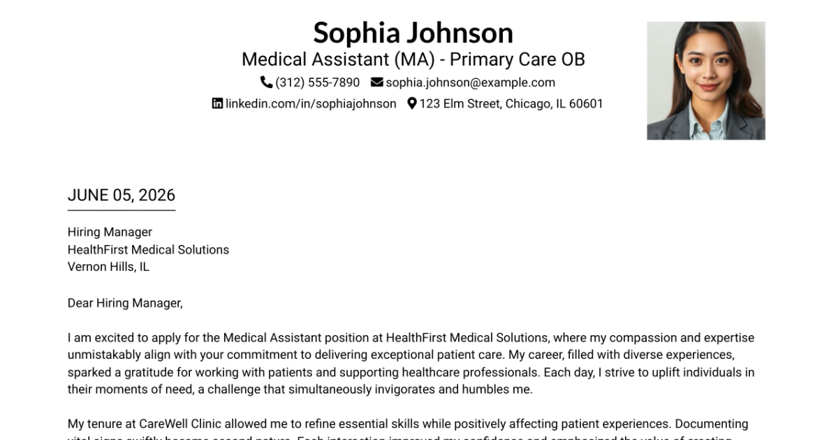 30+ Medical Assistant (MA) - Primary Care OB Cover Letter Templates with Example 2026