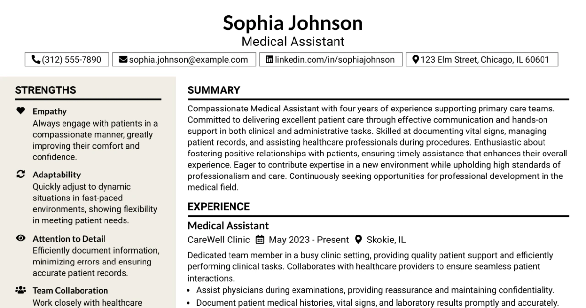 33 Medical Assistant (MA) - Primary Care OB Resume Templates with Example 2026 (ATS-Optimized)