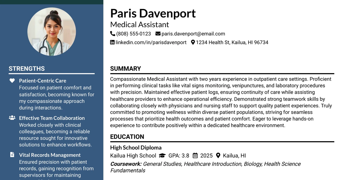 33 Medical Assistant, Outpatient Resume Templates with Example 2026 (ATS-Optimized)