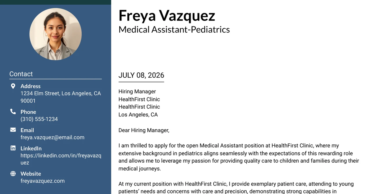 30+ Medical Assistant-Pediatrics Cover Letter Templates with Example 2026