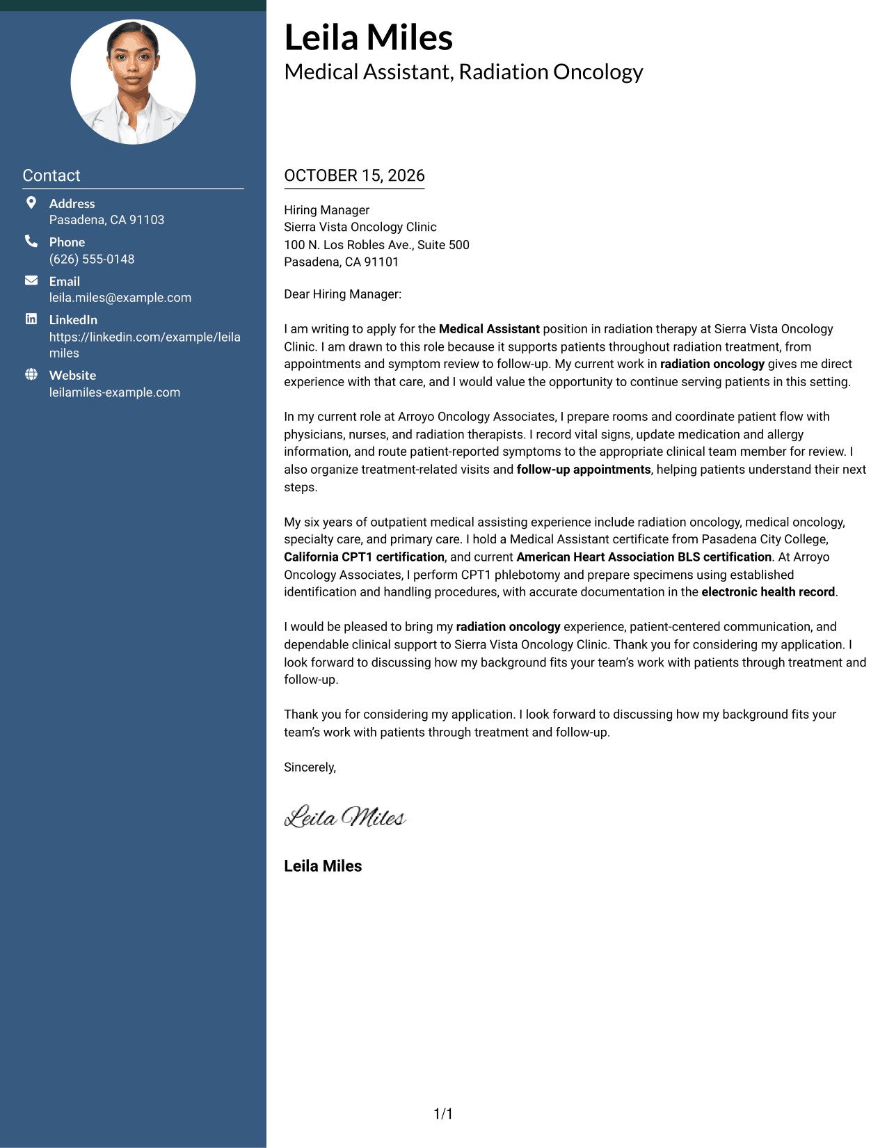 Cover letter example — page 1